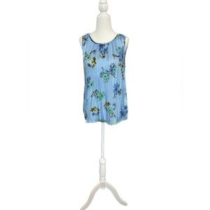 Madison d’ Amelie Sky Blue Floral Silky Sleeveless Top - Size “XS”